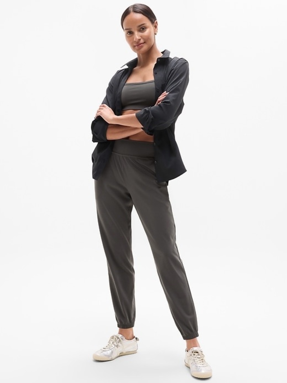 Athleta Elation Jogger Small Petite Dark Gray High Rise Soft Athleisure Pants